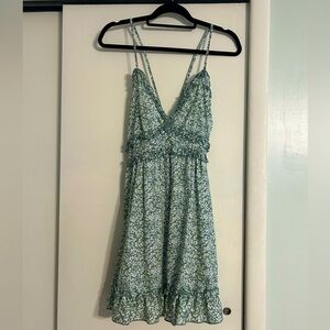 Green floral spaghetti strap dress
